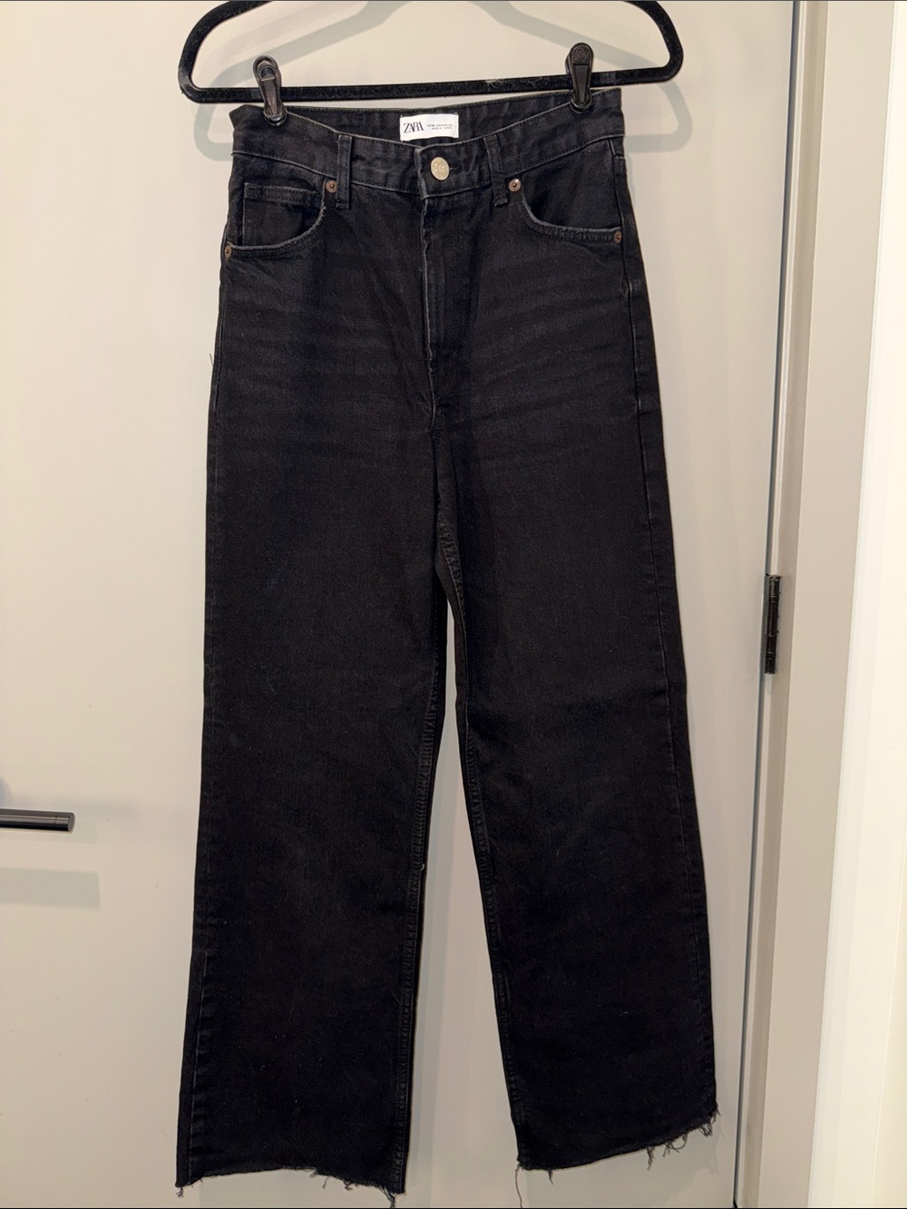 Zara Black High-Rise Wide-Leg Jeans